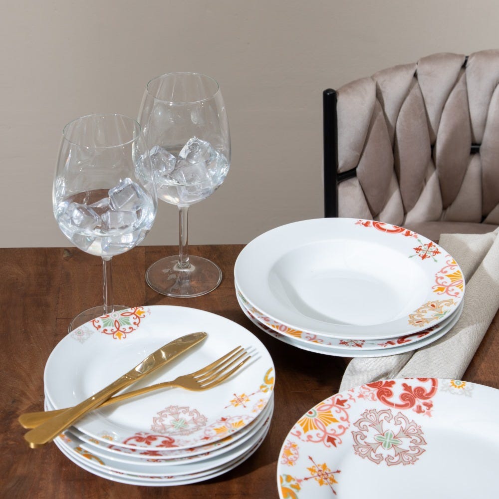 Louça 18 Peças Bordeaux-Mostarda 1 Cm (1 unidade) - Image 2