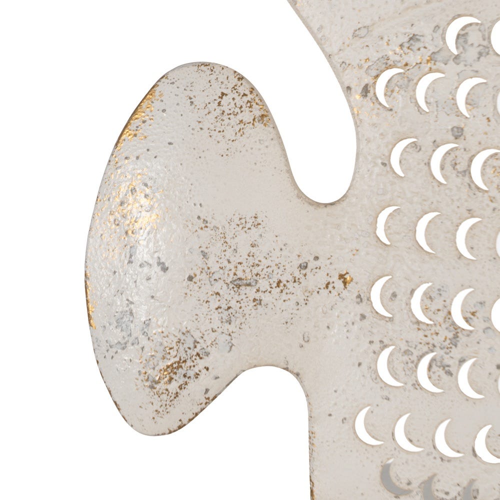 Mural De Parede De Metal Peixe Branco Escovado 28 X 2 X 21,50 Cm (2 Unidades) - Image 2