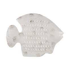Mural De Parede De Metal Peixe Branco Escovado 49 X 3,50 X 37 Cm