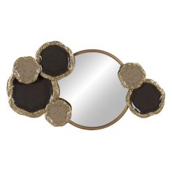 Mural Parede Espelho Metal Castanho Dourado 97,80 X 6,40 X 54 Cm