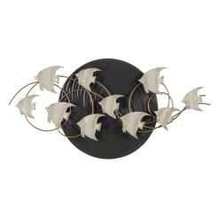Parede Mural Peixes Preto-Branco Metal 119,40 X 7 X 59,70 Cm