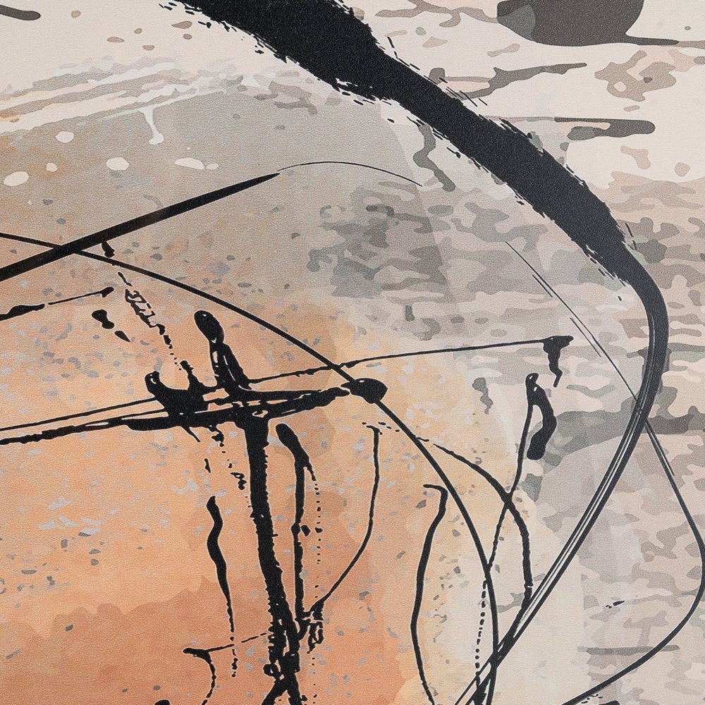 Pintura Abstrata Impressa Em Madeira E Vidro, 73 X 3 X 73 Cm - Image 2