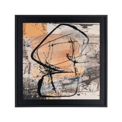 Pintura Abstrata Impressa Em Madeira E Vidro, 73 X 3 X 73 Cm