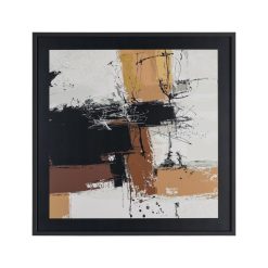 Pintura Abstrata Impressa Em Madeira E Vidro, 73 X 3 X 73 Cm