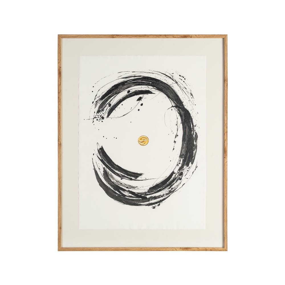 Pintura Abstrata Impressa Em Madeira E Vidro, 76 X 3 X 98 Cm