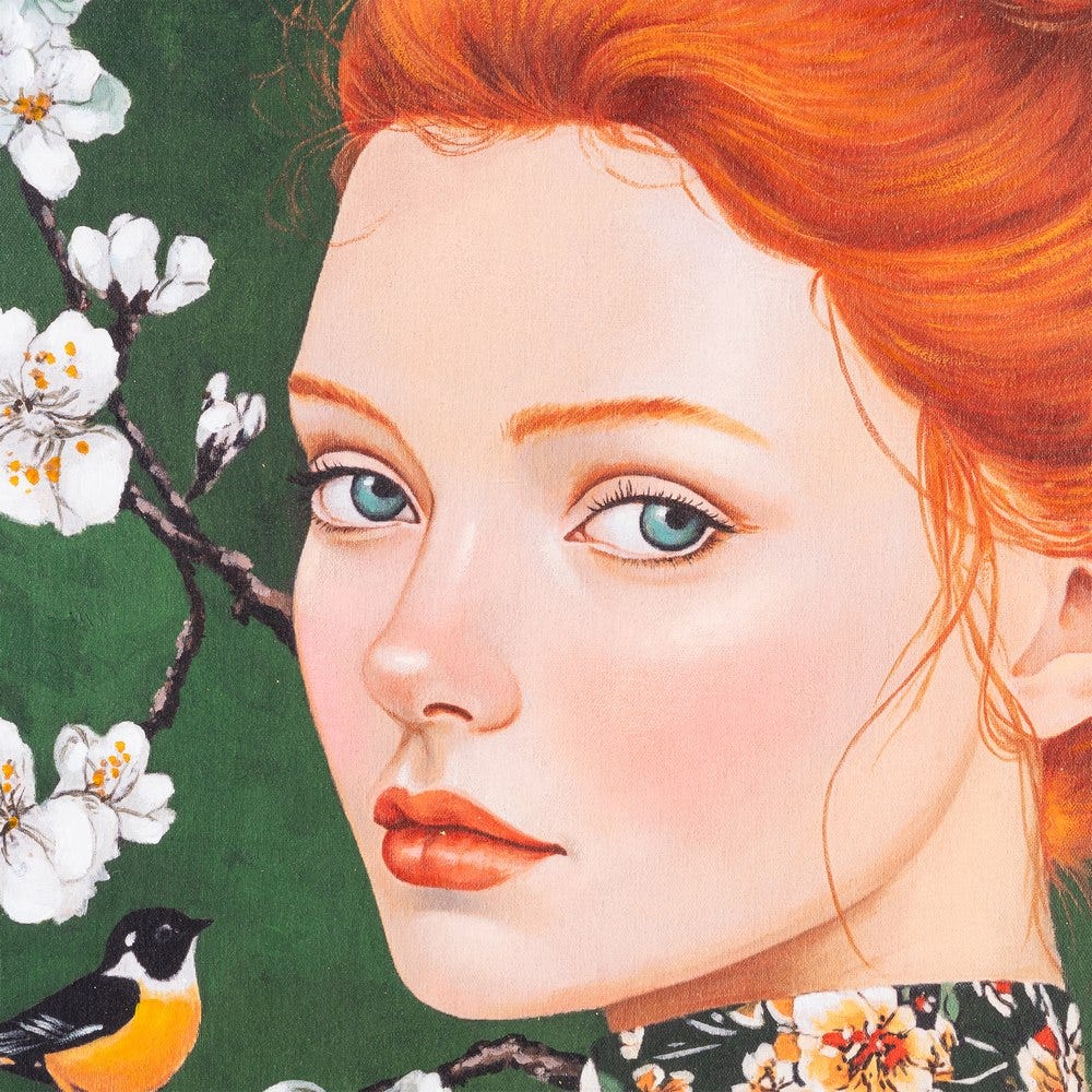 Pintura De Mulher Em Tela Verde. 100 X 3,50 X 130 Cm - Image 2