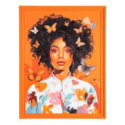 Pintura Mulher Laranja Tela Decoração. 100 X 3,50 X 130 Cm