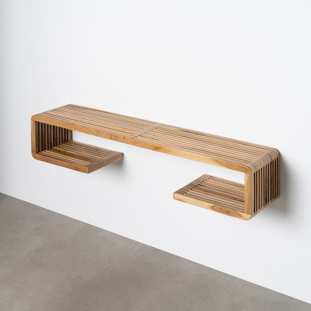 Prateleira Natural Madeira Di Teca Sala 100 X 21 X 20 Cm