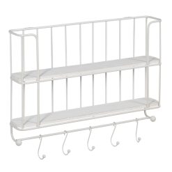 Prateleiras De Decoração Em Metal Branco. 66,50 X 14 X 44,50 Cm