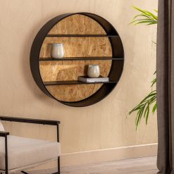 Alternative view of Prateleiras De Parede Natural-Preto Mdf-Metal 92 X 22,50 X 92 Cm