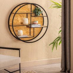 Alternative view of Prateleiras De Parede Natural-Preto Mdf-Metal 92 X 24 X 92 Cm