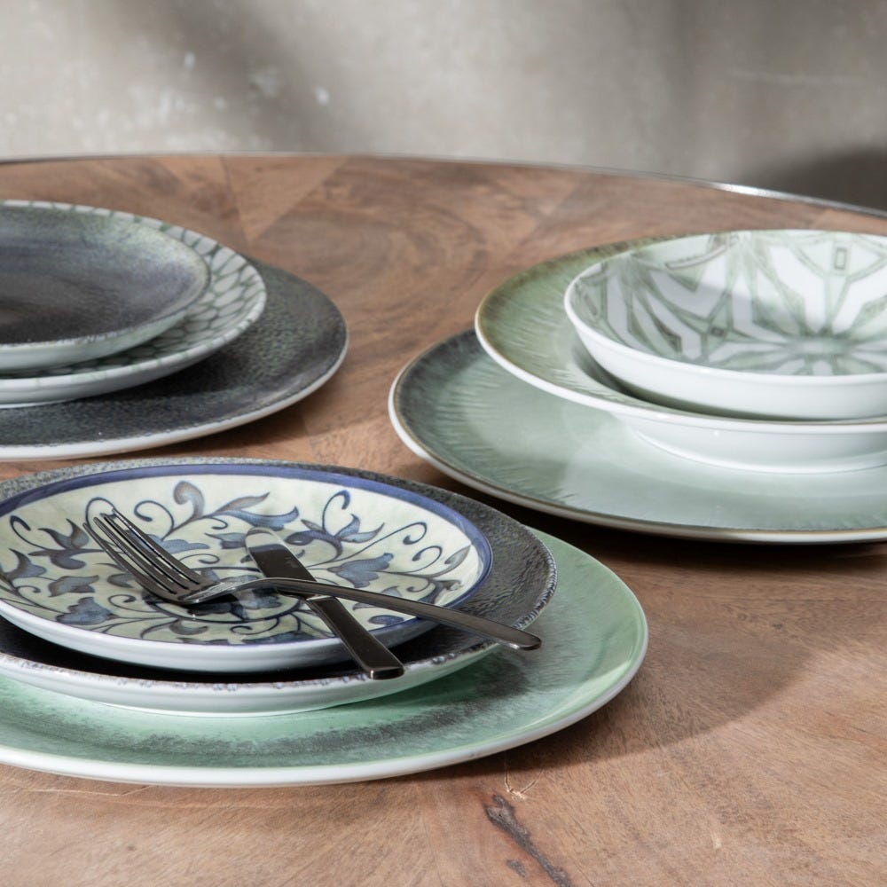 Prato Pasta Verde Porcelana Cozinha 27 X 27 X 4,50 Cm (2 unidades) - Image 3