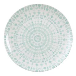 Prato Raso Turquesa-Branco Porcelana 27 X 27 X 2