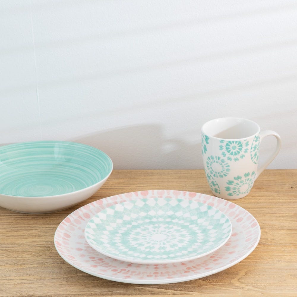 Prato Sobremesa Turquesa-Branco 19,50 X 19,50 X 2 Cm (6 unidades) - Image 3