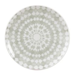 Prato Sobremesa Verde-Branco Porcelana 19