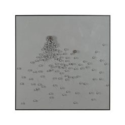 Quadro Abstrato Em Tela Ps Branca E Prateada, 100 X 100 Cm.