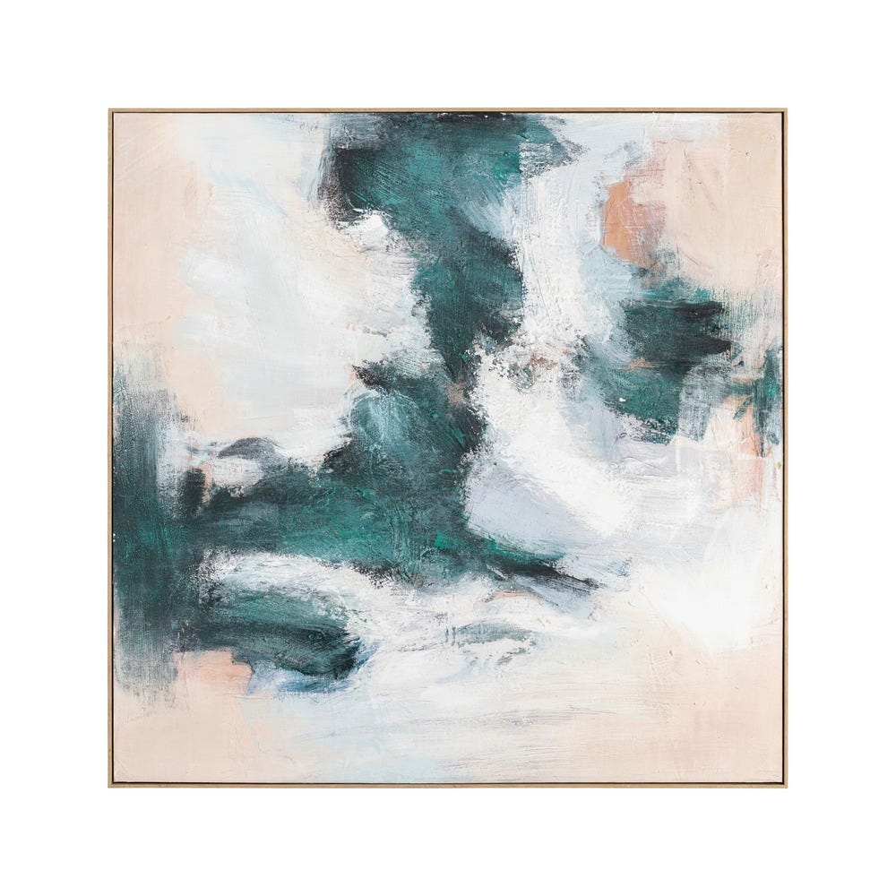 Quadro Bege - Pintura Abstrata Verde 120 X 5,20 X 120 Cm