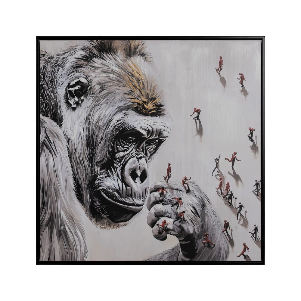 Quadro Gorilla Canvas Decoração. 80X80Cm