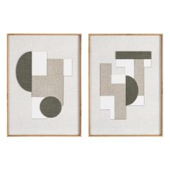 Quadro Misto Com Entalhes E Estampas 2/M Verde 52 X 3,50 X 72 Cm (2 Unidades)