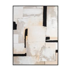 Quadro Pintura Bege-Preto-Branco 90 X 4,50 X 120 Cm