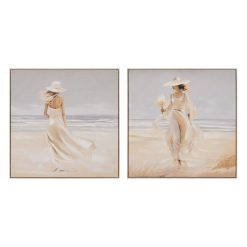 Quadro Pintura Mulher-Praia 2/M Tela 80 X 3,50 X 80 Cm (2 Unidades)
