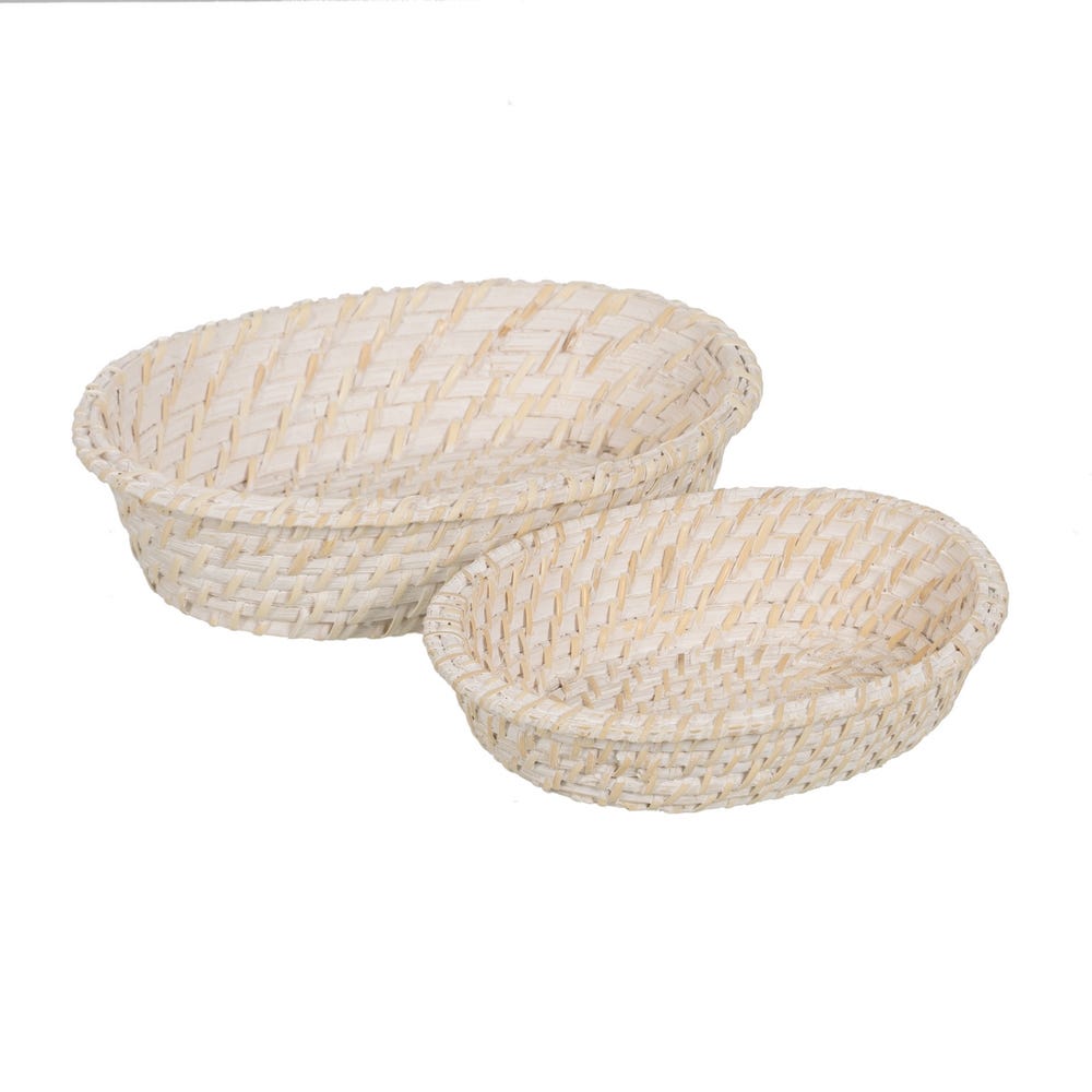 S/2 Bandeja Branco Fibra Natural 29 X 22 X 7 Cm (1 unidade)