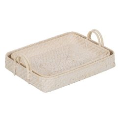 Alternative view of S/2 Bandeja Branco Fibra Natural 45 X 34 X 13 Cm (1 unidade)