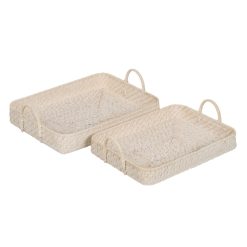 S/2 Bandeja Branco Fibra Natural 45 X 34 X 13 Cm (1 unidade)