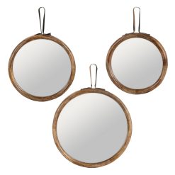 S/3 Espelho Natural Madeira Manga 30 X 2,50 X 30 Cm