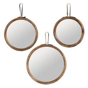 S/3 Espelho Natural Madeira Manga 30 X 2,50 X 30 Cm