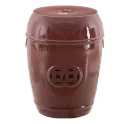 Banco Vermelho Cerâmica Decoração. 35x35x48cm