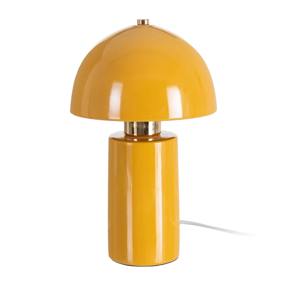 Candeeiro de Mesa Mostarda Cerâmica 17,50x17,50x30,50 cm