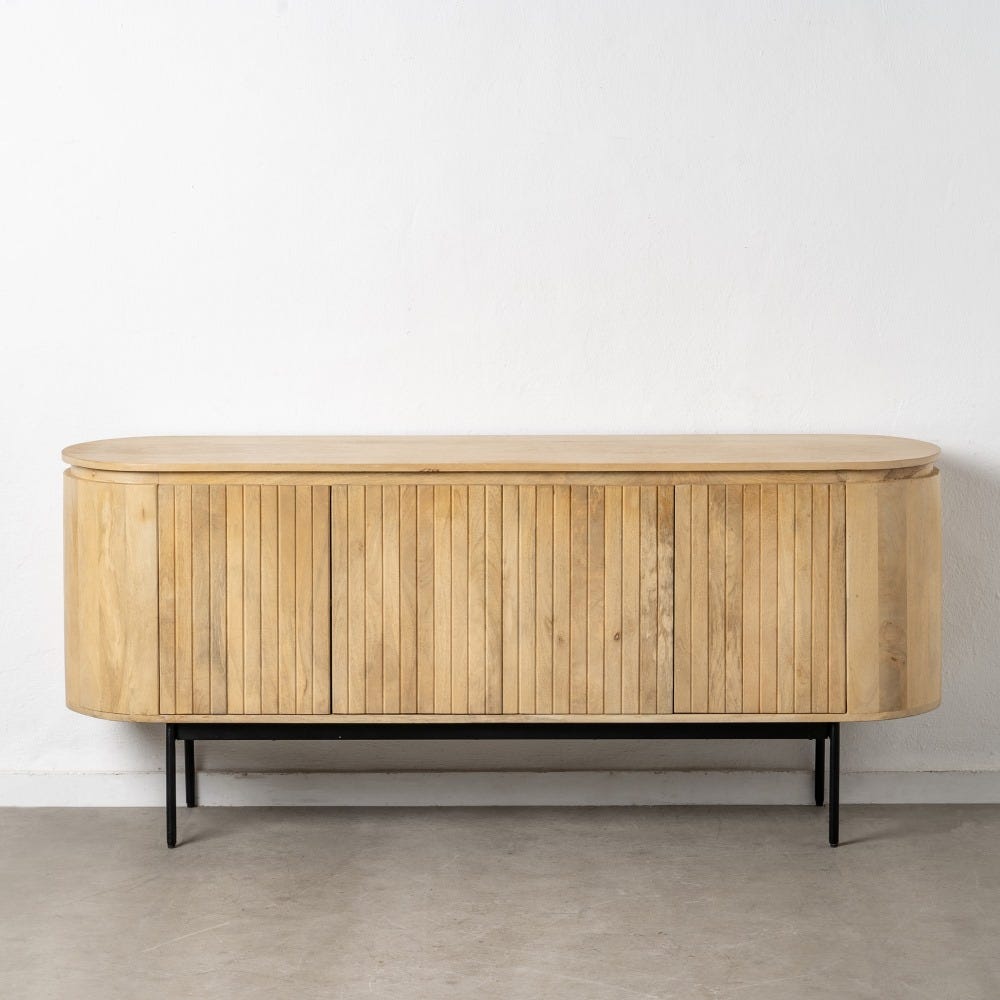 Aparador Natural-Preto Madeira-Ferro Quarto 170 X 40 X 75 Cm