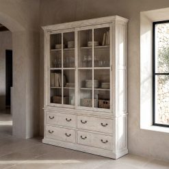 Armário Branco Escovado Madeira De Pinho 180 X 44 X 240 Cm