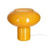 Candeeiro de mesa em cristal amarelo e branco