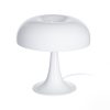 Candeeiro de mesa em vidro branco e metal