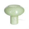 Candeeiro de mesa em vidro verde e branco