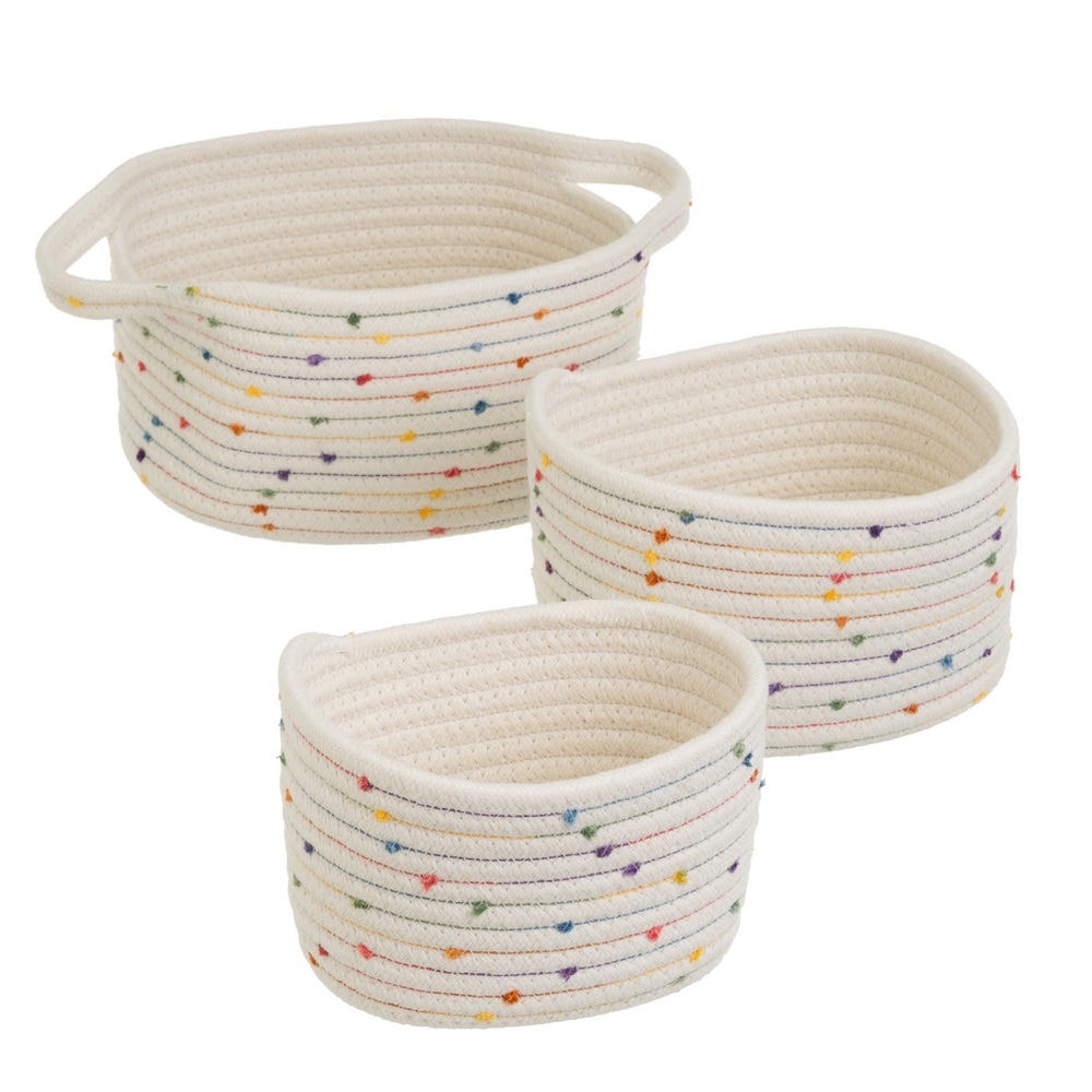 Cesto S/3 Corda Polialgodão 30 X 18 X 14 Cm