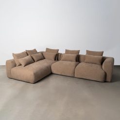 Chaise Longue Esquerda em Tecido Bege 307 x 202 x 81 cm