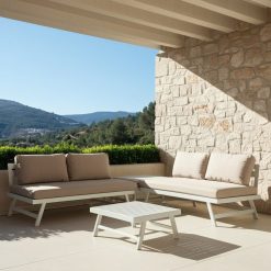 Conjunto Exterior Jardim Bege-Branco Alumínio 1 Cm