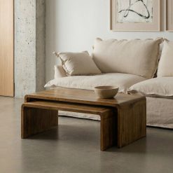 Conjunto de 2 mesas de centro Mel Madeira Mango 100 x 50 x 35 cm