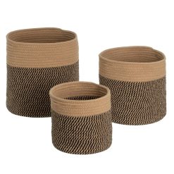 Conjunto de 3 cestos Corda castanhos