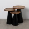 Conjunto de 3 mesas de centro Natural-Preto 46 x 46 x 56 cm