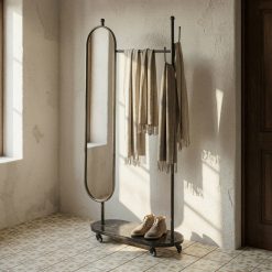 Espelho Receptor castanho Metal-Mármore 80 X 32 X 175 Cm