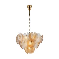 Luminária de teto em cristal champanhe 55 x 55 x 38 cm