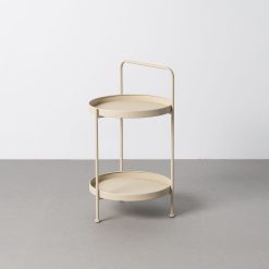 Mesa de Apoio Bege Metal 36,50 X 36,50 X 66 Cm