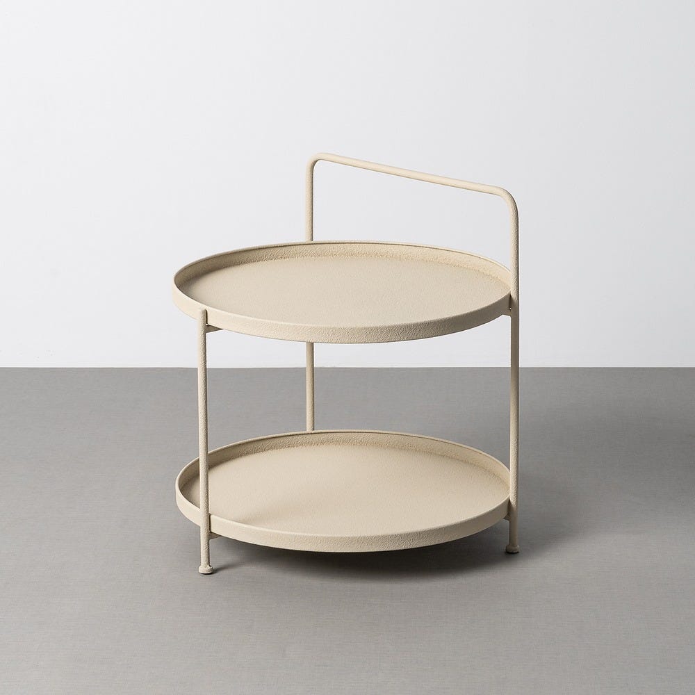 Mesa de Cabeceira Metal Bege 56 X 56 X 60 Cm