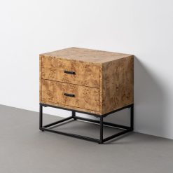 Alternative view of Mesa de Cabeceira Natural-Preto Mdf-Metal 55 X 41 X 55 Cm