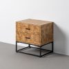 Mesa de Cabeceira Natural-Preto Mdf-Metal 55 X 41 X 55 Cm
