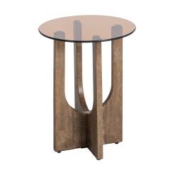 Alternative view of Mesa de apoio castanho Madeira-Crystal Amy 40 x 40 x 51 cm